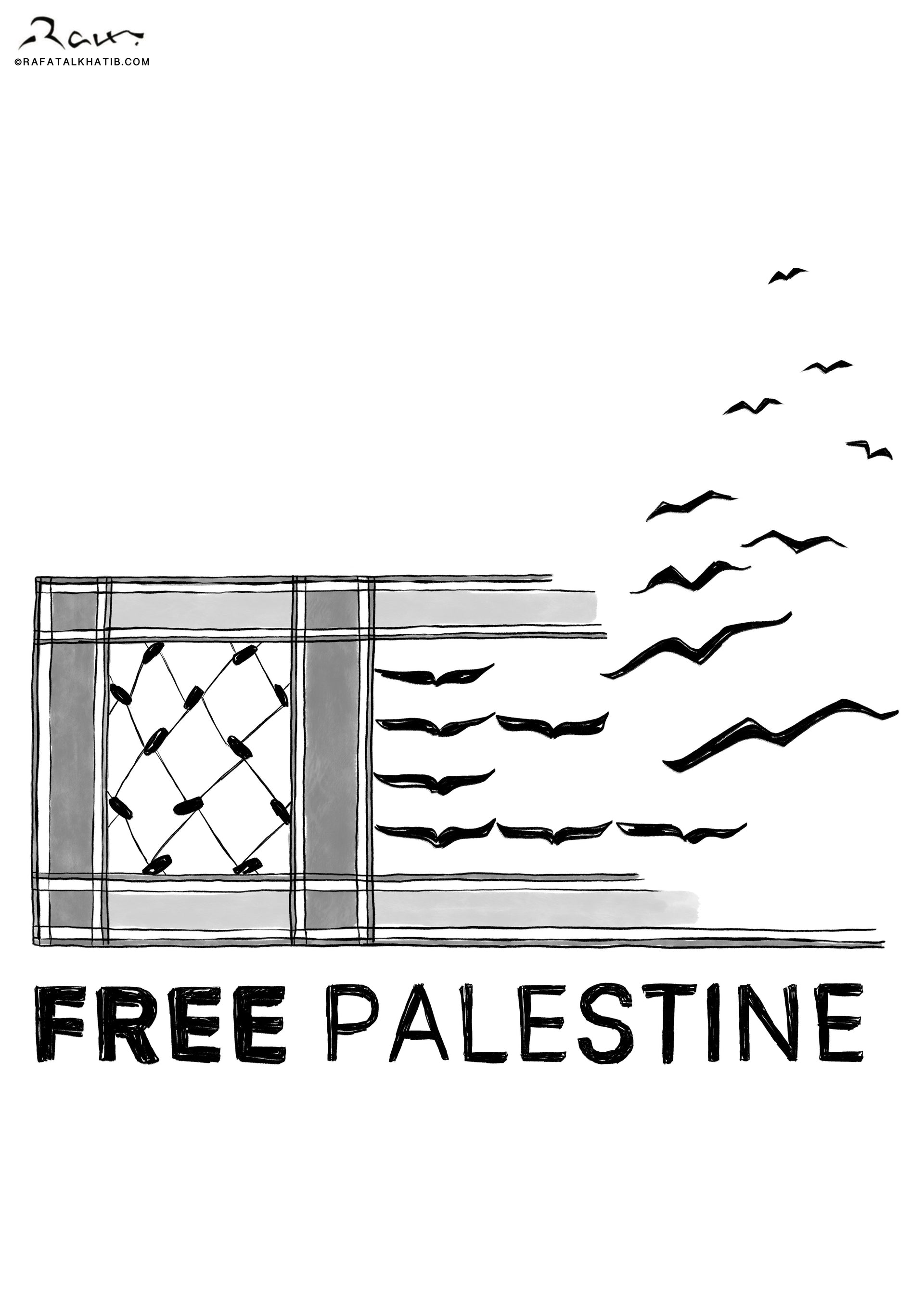 Free Palestine, Palestinian keffiyeh, Flying Souls - T Shirt